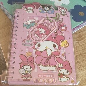 Sanrio My Melody Pink & Gold Character with spiral  book mark and stickers